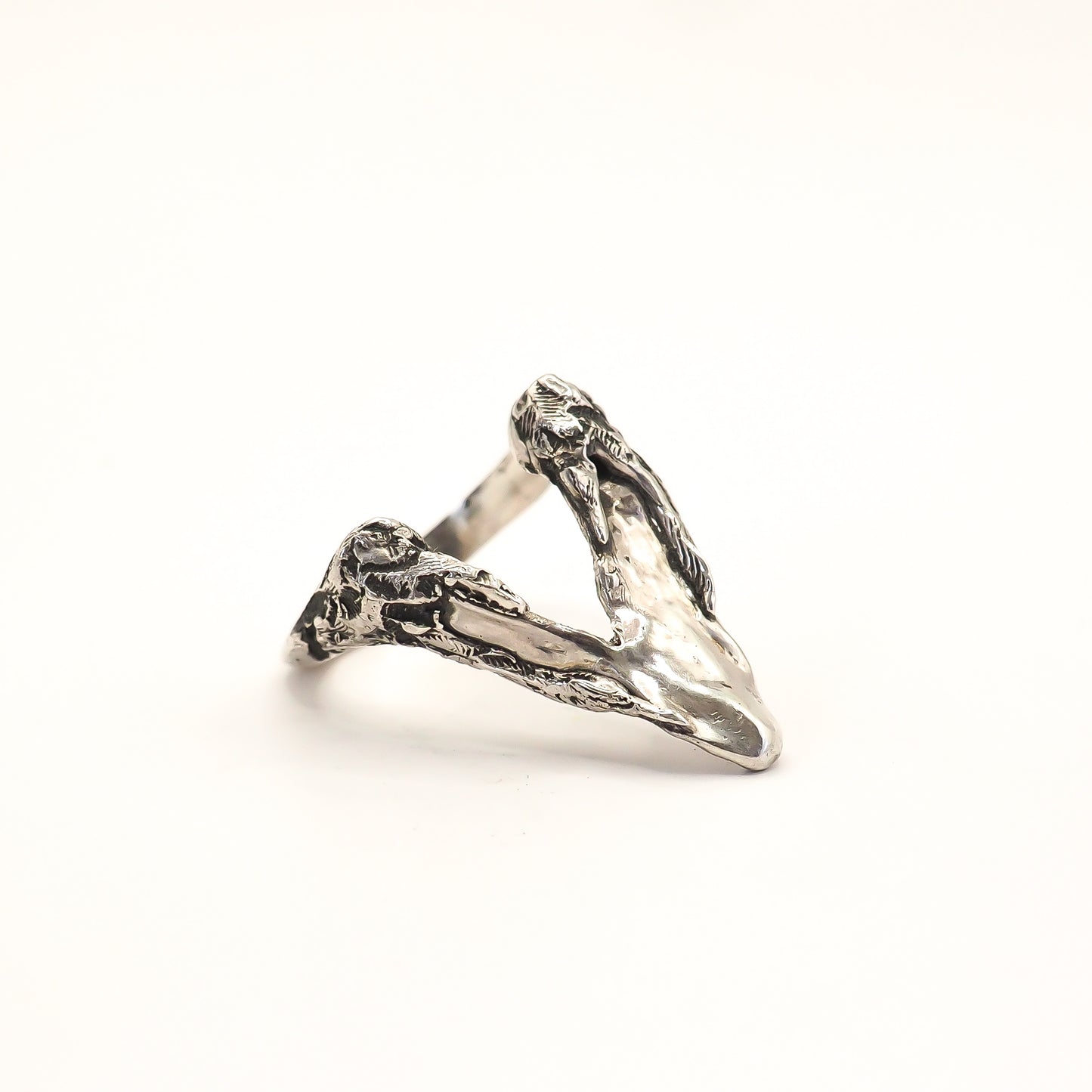 SILVER PEAR RING